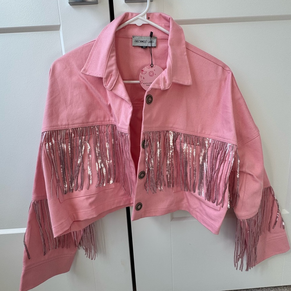 Pink Fringe Jacket with Silver Accents